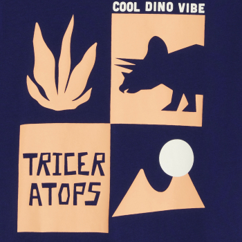 تي شيرت بأكمام قصيرة، باللون الأزرق ومُزيّن برسمة ديناصور، للفتيان